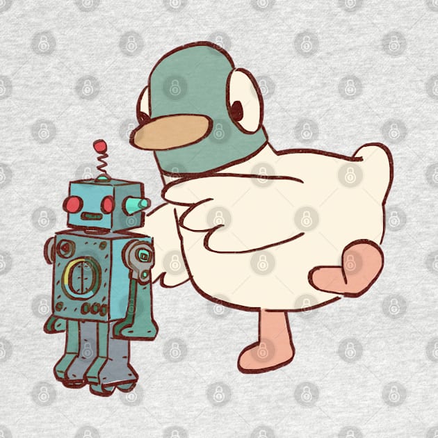 duck with robot / children cartoon by mudwizard